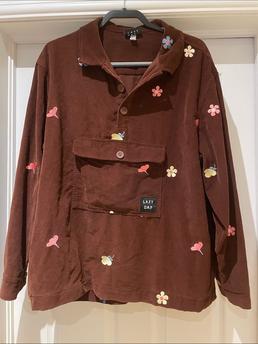 Lazy Oaf Corduroy Anorak Pullover Jacket Brown Kawaii Indie